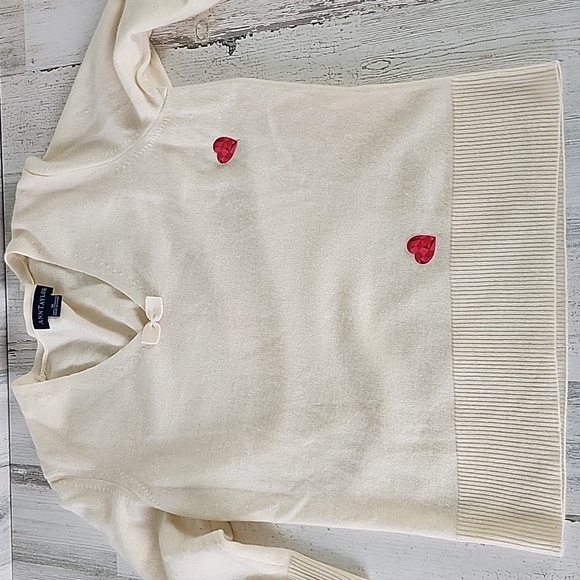 Ann Taylor 100% cashmere cream vneck sweater with bow Size Medium FLAWS - Picture 8 of 11